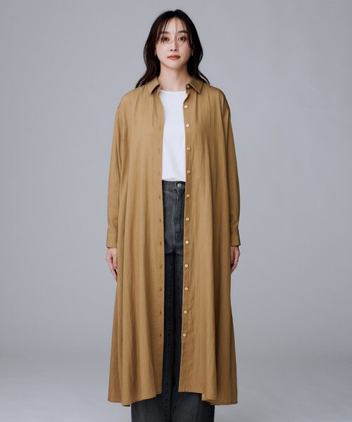 UNTITLED（アンタイトル）の「【前開きボタン/ベルト付/羽織シャツ/】2WAYトレンチ風ワンピース（ワンピース・レディース・キャメル/ブラック・00/01/02/03/04/44）」の21枚目の写真