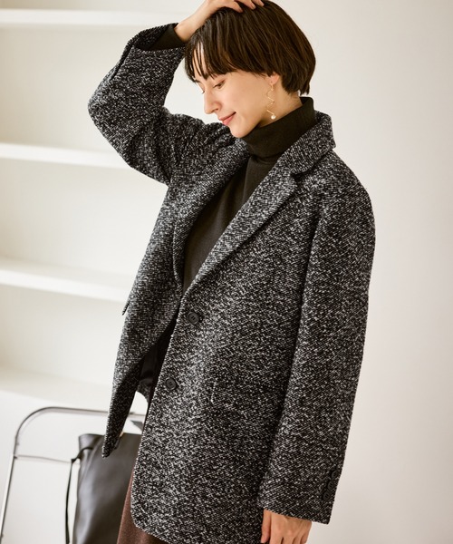 セール】ネップツイードテーラードジャコット（テーラードジャケット