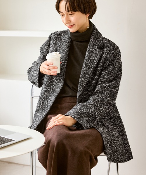 美品！　ロペピクニック 新作アウター　ネップツイードテーラードジャコット ネップツイードテーラードジャコット（テーラードジャケット）｜ROPE