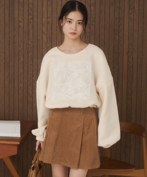 moi tytto（モイテュット）の「レース切替POスウェット（スウェット・レディース・グレー/アイボリー・SMALL/FREE）」の15枚目の写真