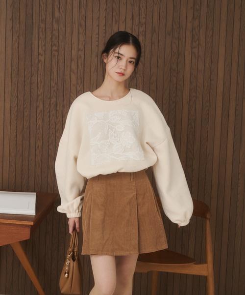 moi tytto（モイテュット）の「レース切替POスウェット（スウェット・レディース・グレー/アイボリー・SMALL/FREE）」の7枚目の写真