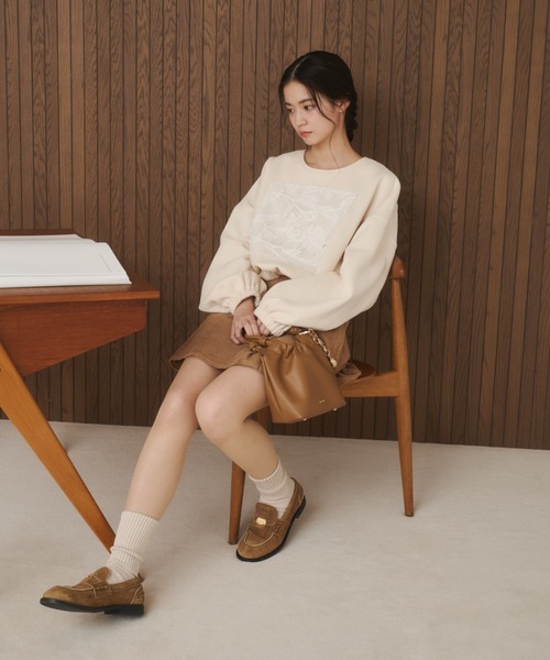 moi tytto（モイテュット）の「レース切替POスウェット（スウェット・レディース・グレー/アイボリー・SMALL/FREE）」の6枚目の写真