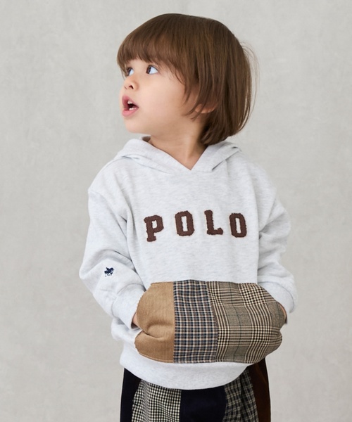 petit main(プティマイン)の「【POLO BCS】パッチワークパーカー(パーカー・キッズ・ネイビー/ホワイト系その他・90cm/80cm/130cm/120cm/100cm/110cm)」の2枚目の写真