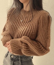 クルーネッククロップドニット