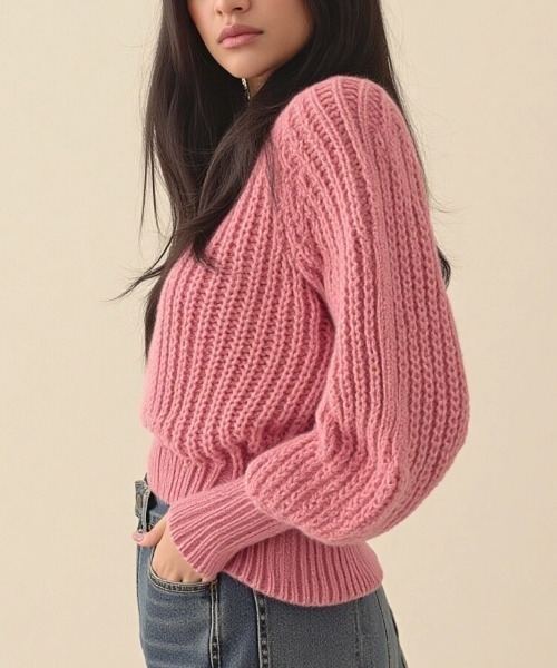 cammie(キャミー)の「クルーネッククロップドニット(ニット/セーター・レディース・ブラック/オフホワイト/ピンク/ブラウン・F)」の22枚目の写真