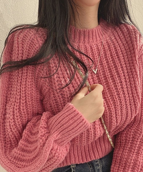 cammie(キャミー)の「クルーネッククロップドニット(ニット/セーター・レディース・ブラック/オフホワイト/ピンク/ブラウン・F)」の19枚目の写真