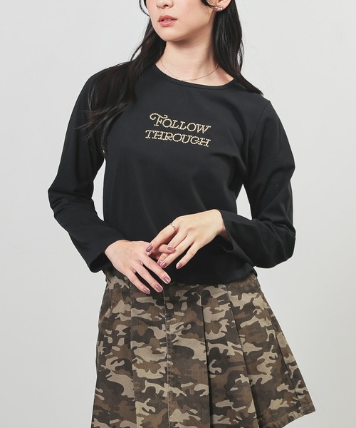 Honeys（ハニーズ）の「ストーンロゴＴ（Tシャツ/カットソー・レディース・モカ/ボルドー/アイボリー/ブラック・L/M/S）」の2枚目の写真
