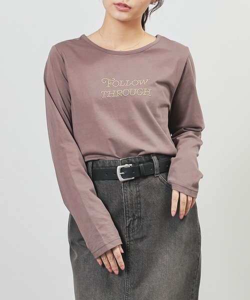 Honeys（ハニーズ）の「ストーンロゴＴ（Tシャツ/カットソー・レディース・モカ/ボルドー/アイボリー/ブラック・L/M/S）」の3枚目の写真