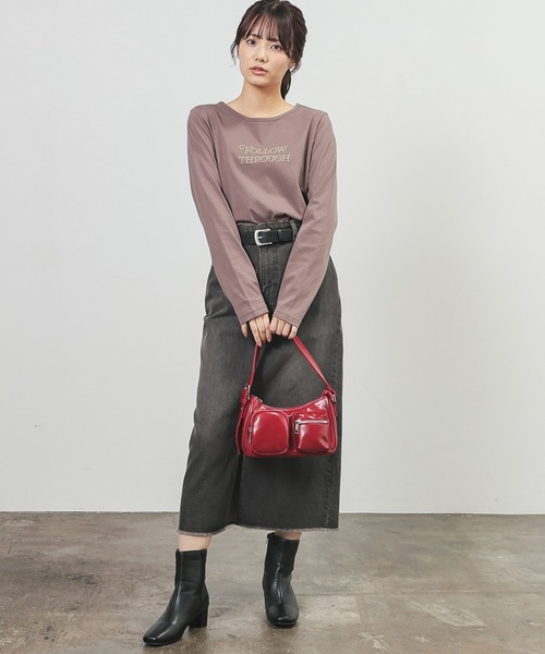 Honeys（ハニーズ）の「ストーンロゴＴ（Tシャツ/カットソー・レディース・モカ/ボルドー/アイボリー/ブラック・L/M/S）」の9枚目の写真