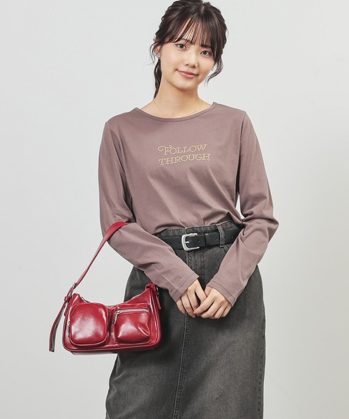 Honeys（ハニーズ）の「ストーンロゴＴ（Tシャツ/カットソー・レディース・モカ/ボルドー/アイボリー/ブラック・L/M/S）」の10枚目の写真