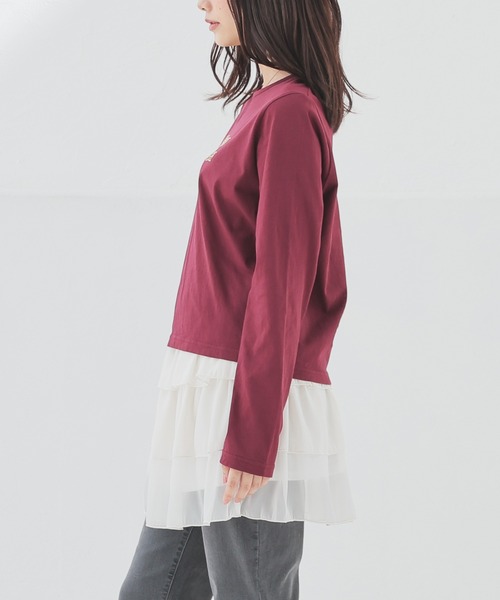 Honeys（ハニーズ）の「ストーンロゴＴ（Tシャツ/カットソー・レディース・モカ/ボルドー/アイボリー/ブラック・L/M/S）」の6枚目の写真