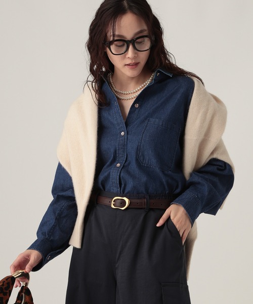 Elura（エルーラ）の「デニムレギュラーシャツ/591129（シャツ/ブラウス・レディース・ブルー/ライトブルー・FREE）」の16枚目の写真