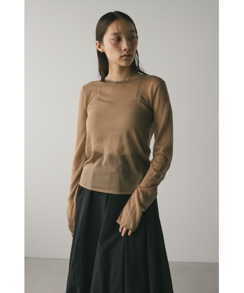 トップス mistuki セール】コード刺繍風 モックネックニットトップス/TOPS（ニット