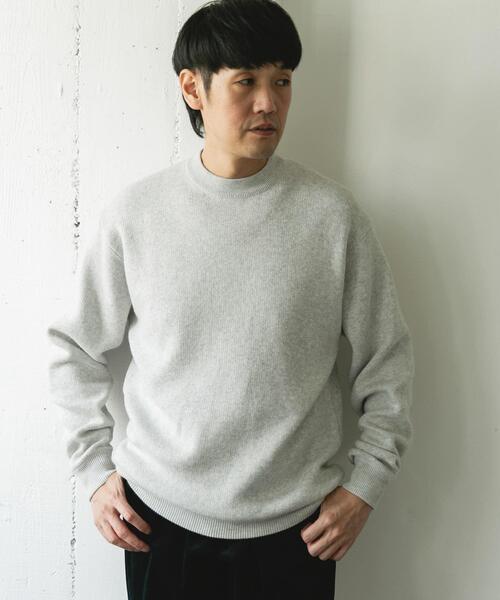 URBAN RESEARCH DOORS（アーバンリサーチドアーズ）の「『一部WEB限定カラー』コットンウール クルーネックニット（ニット/セーター・メンズ・ライトグレー/チャコールグレー/ブラウン/ブルー系その他・LARGE/MEDIUM）」の7枚目の写真