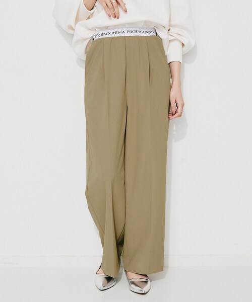 UNTITLED(アンタイトル)の「【PROTAGPNISTA】QUICK DRY WAIST LOGO PANTS(その他パンツ・レディース・ブラウン系その他/ベージュ・02)」の1枚目の写真