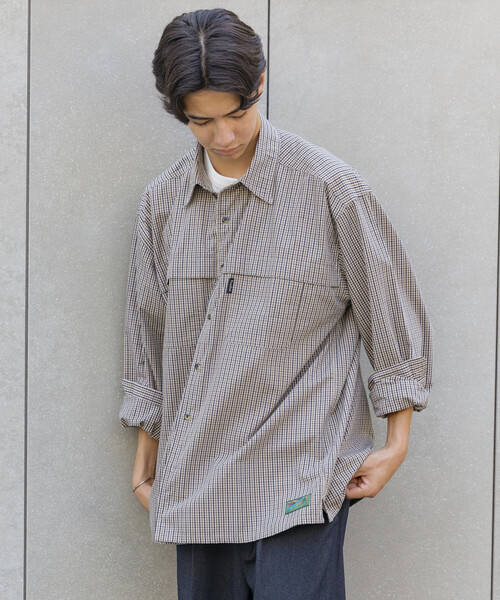 Foxfire（フォックスファイヤー）の「Foxfire/フォックスファイヤー 別注 フィッシングポケット ロングスリーブ チェックシャツ/カモ柄（シャツ/ブラウス・メンズ・カモフラージュ/ネイビー/ベージュ/グリーン/グレー・MEDIUM/LARGE）」の3枚目の写真