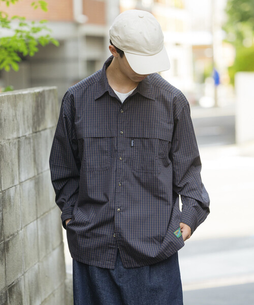 Foxfire（フォックスファイヤー）の「Foxfire/フォックスファイヤー 別注 フィッシングポケット ロングスリーブ チェックシャツ/カモ柄（シャツ/ブラウス・メンズ・カモフラージュ/ネイビー/ベージュ/グリーン/グレー・MEDIUM/LARGE）」の6枚目の写真