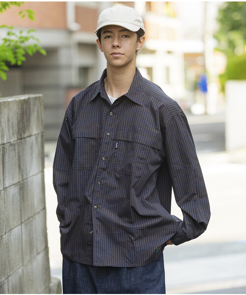 Foxfire（フォックスファイヤー）の「Foxfire/フォックスファイヤー 別注 フィッシングポケット ロングスリーブ チェックシャツ/カモ柄（シャツ/ブラウス・メンズ・カモフラージュ/ネイビー/ベージュ/グリーン/グレー・MEDIUM/LARGE）」の7枚目の写真