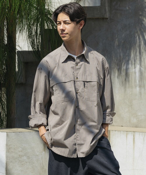 Foxfire（フォックスファイヤー）の「Foxfire/フォックスファイヤー 別注 フィッシングポケット ロングスリーブ チェックシャツ/カモ柄（シャツ/ブラウス・メンズ・カモフラージュ/ネイビー/ベージュ/グリーン/グレー・MEDIUM/LARGE）」の15枚目の写真