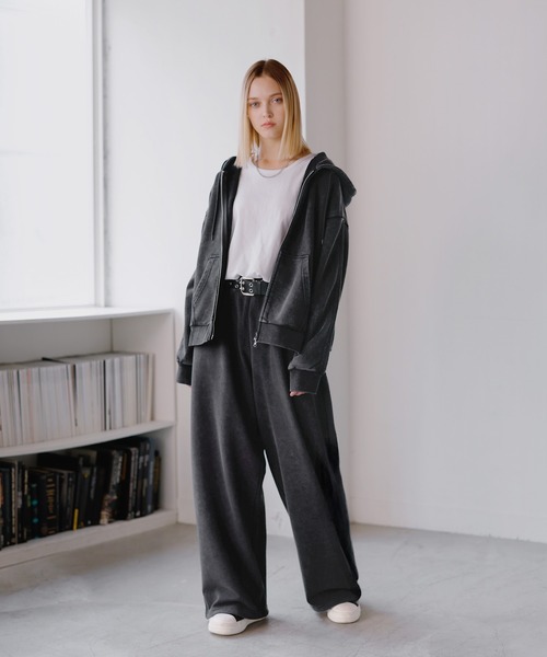 ROCHEM（ローシェン）の「ヘビーウェイトピグメントサイドライン短丈ダブルジップフーディー（パーカー・メンズ・ブラウン/ネイビー/グレー/ブラック・L/M/S/XS）」の18枚目の写真