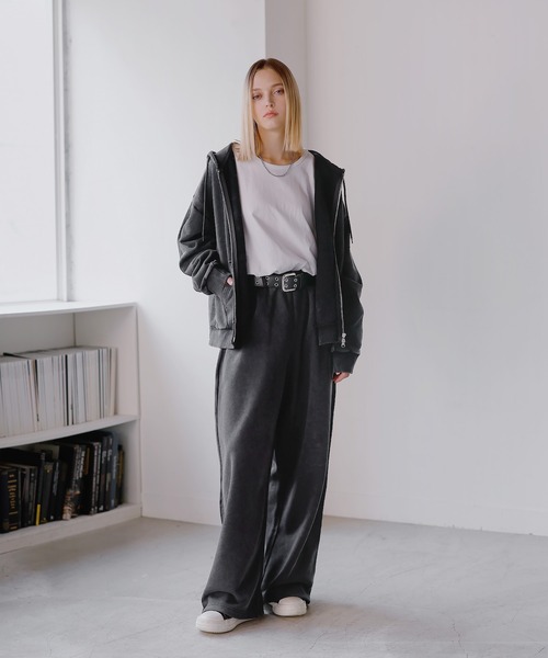 ROCHEM（ローシェン）の「ヘビーウェイトピグメントサイドライン短丈ダブルジップフーディー（パーカー・メンズ・ブラウン/ネイビー/グレー/ブラック・L/M/S/XS）」の19枚目の写真