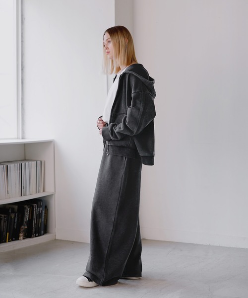 ROCHEM（ローシェン）の「ヘビーウェイトピグメントサイドライン短丈ダブルジップフーディー（パーカー・メンズ・ブラウン/ネイビー/グレー/ブラック・L/M/S/XS）」の21枚目の写真