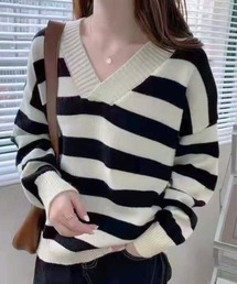 クロスオーバーVネックニットプルオーバー