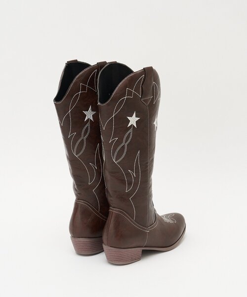 CIAOPANIC（チャオパニック）の「星柄刺繍ウエスタンブーツ（ブーツ・レディース・ブラウン/レッド・SMALL/MEDIUM/LARGE）」の4枚目の写真