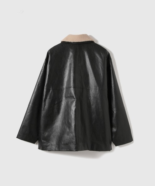 VICKY（ビッキー）の「ボアカラーフェイクレザーブルゾン（ブルゾン・レディース・ブラック/アイボリー・M）」の4枚目の写真