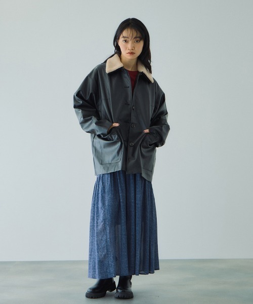 VICKY（ビッキー）の「ボアカラーフェイクレザーブルゾン（ブルゾン・レディース・ブラック/アイボリー・M）」の20枚目の写真