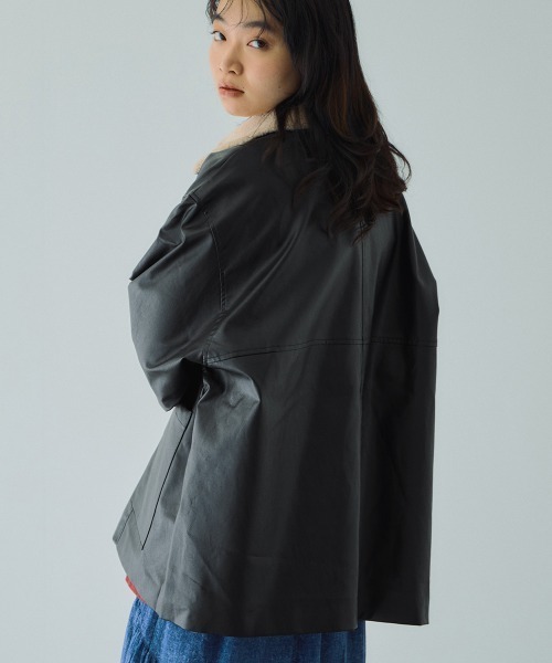 VICKY（ビッキー）の「ボアカラーフェイクレザーブルゾン（ブルゾン・レディース・ブラック/アイボリー・M）」の14枚目の写真