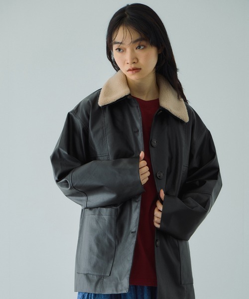 VICKY（ビッキー）の「ボアカラーフェイクレザーブルゾン（ブルゾン・レディース・ブラック/アイボリー・M）」の13枚目の写真