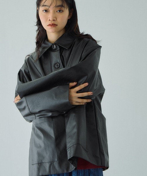 VICKY（ビッキー）の「ボアカラーフェイクレザーブルゾン（ブルゾン・レディース・ブラック/アイボリー・M）」の18枚目の写真