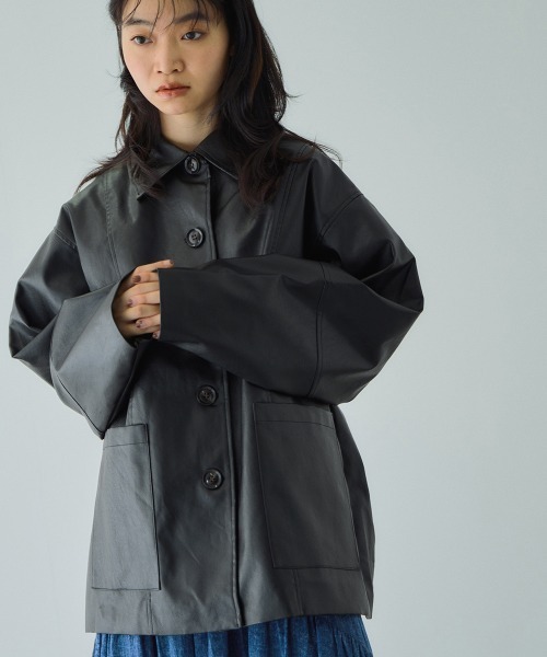 VICKY（ビッキー）の「ボアカラーフェイクレザーブルゾン（ブルゾン・レディース・ブラック/アイボリー・M）」の19枚目の写真