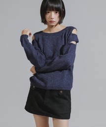 Chick（チック）の「Shoulder Cutout Design Melange Knit / ショルダー穴あきデザイン メランジニット（ニット/セーター）」