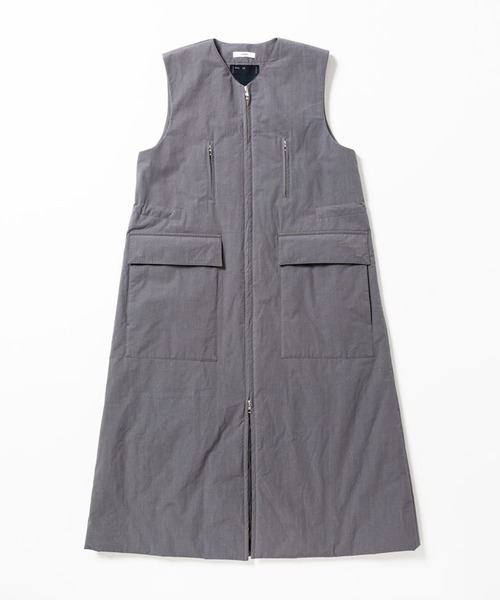 meanswhile(ミーンズワイル)の「Crisp Zipup Padding Dress×IHNN(ワンピース・レディース・チャコール/アイボリー・0(XS)/1(S))」の2枚目の写真