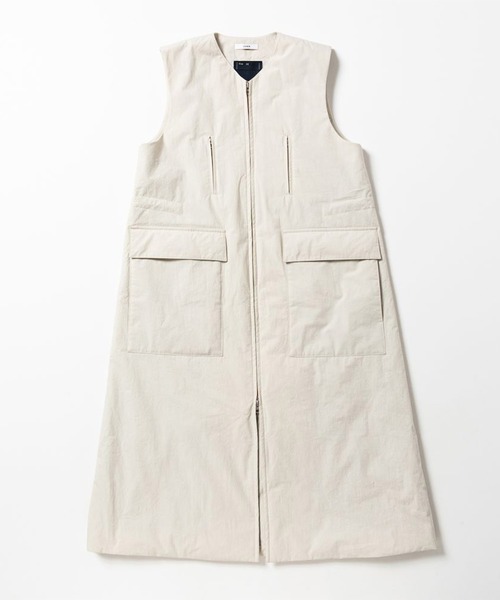 meanswhile(ミーンズワイル)の「Crisp Zipup Padding Dress×IHNN(ワンピース・レディース・チャコール/アイボリー・0(XS)/1(S))」の1枚目の写真