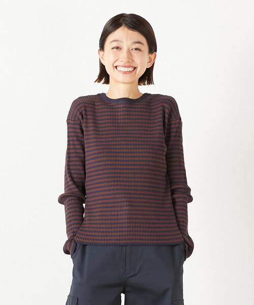 MELROSE claire（メルローズ クレール）の「【ワイドリブラウンドネック2WAYカーディガン】（カーディガン/ボレロ・レディース・レッド/ベージュ/オフホワイト/ブラック/ホワイト×ブラック/ブラウン系その他・FREE）」の4枚目の写真