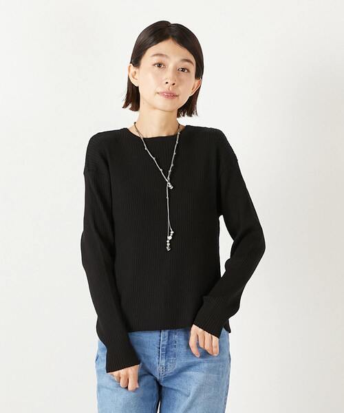 MELROSE claire（メルローズ クレール）の「【ワイドリブラウンドネック2WAYカーディガン】（カーディガン/ボレロ・レディース・レッド/ベージュ/オフホワイト/ブラック/ホワイト×ブラック/ブラウン系その他・FREE）」の3枚目の写真