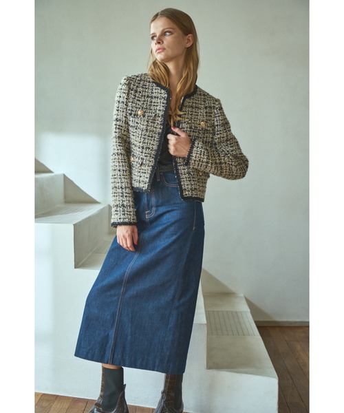 Estella.K(エステラケー)の「Kelly Tweed Jacket ブレードトリムスパークリングジャケット(ノーカラージャケット・レディース・ホワイト系その他/ブラック系その他・FREE)」の18枚目の写真
