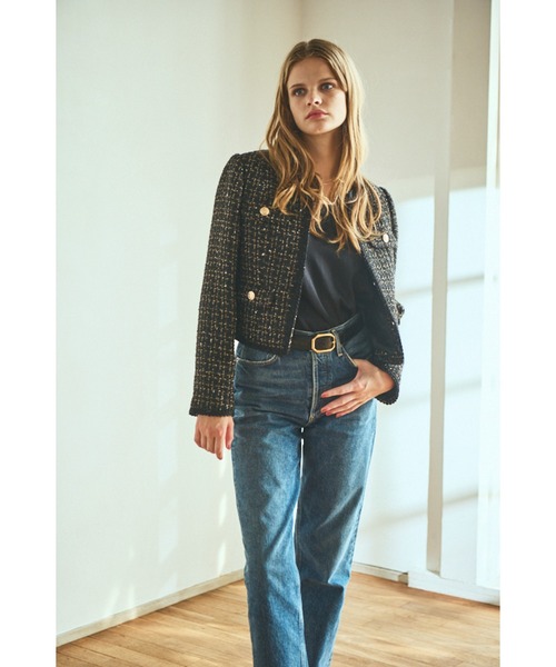 Estella.K(エステラケー)の「Kelly Tweed Jacket ブレードトリムスパークリングジャケット(ノーカラージャケット・レディース・ホワイト系その他/ブラック系その他・FREE)」の9枚目の写真