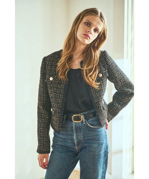 Estella.K(エステラケー)の「Kelly Tweed Jacket ブレードトリムスパークリングジャケット(ノーカラージャケット・レディース・ホワイト系その他/ブラック系その他・FREE)」の20枚目の写真
