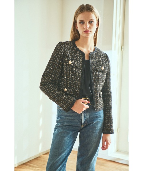 Estella.K(エステラケー)の「Kelly Tweed Jacket ブレードトリムスパークリングジャケット(ノーカラージャケット・レディース・ホワイト系その他/ブラック系その他・FREE)」の19枚目の写真