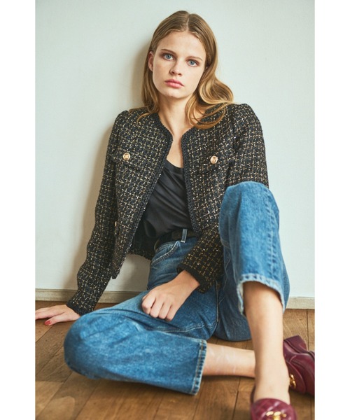 Estella.K(エステラケー)の「Kelly Tweed Jacket ブレードトリムスパークリングジャケット(ノーカラージャケット・レディース・ホワイト系その他/ブラック系その他・FREE)」の12枚目の写真