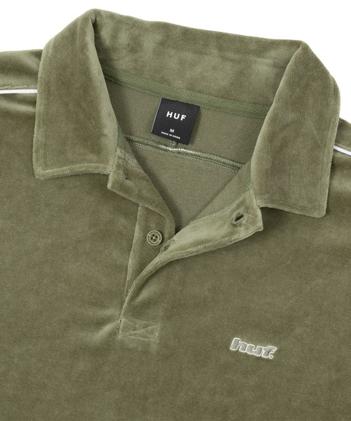 HUF（ハフ）の「H DOT VELOUR POLO（ポロシャツ・メンズ・ブラック/グリーン系その他・S/M/L/XL）」の3枚目の写真