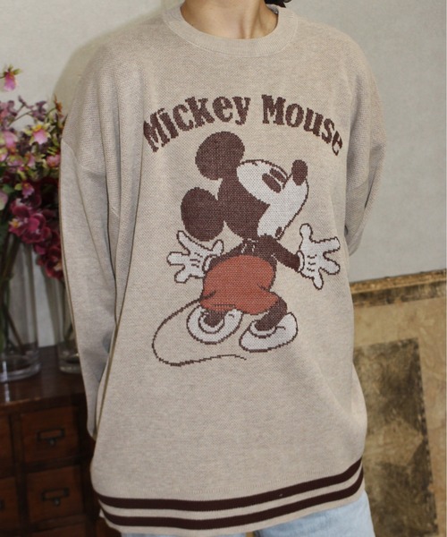 Disney(ディズニー)の「【DISNEY/ディズニー】ミッキーマウス ジャガードクルーネックニット(ニット/セーター・レディース・スミクロ/ベージュ/グレー/ブルー・MEDIUM/LARGE)」の3枚目の写真