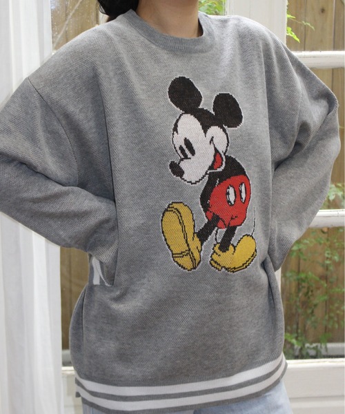 Disney(ディズニー)の「【DISNEY/ディズニー】ミッキーマウス ジャガードクルーネックニット(ニット/セーター・レディース・スミクロ/ベージュ/グレー/ブルー・MEDIUM/LARGE)」の2枚目の写真