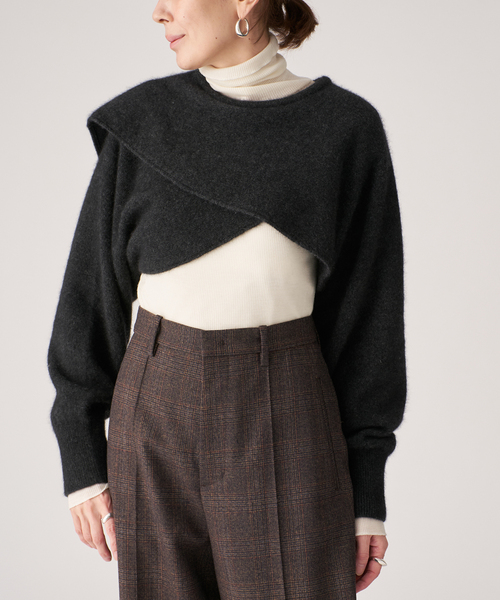 enrica(エンリカ)の「ENRICA エンリカ SLEEVE CAPE ニット KNIT245(ニット/セーター・レディース・チャコールグレー/ライトグレー・FREE)」の10枚目の写真