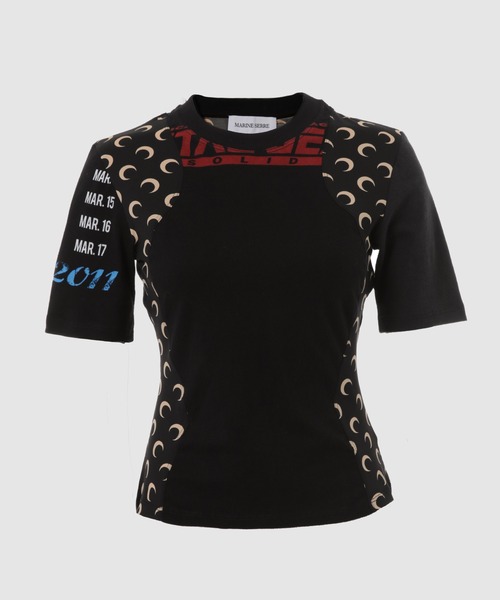 MARINE SERRE（マリーン・セル）の「REGENERATED GRAPHIC JERSEY BABY FIT T-SHIRT（Tシャツ/カットソー・レディース・ブラック系その他/ホワイト系その他/ホワイト系その他2/ブラック系その他2/ホワイト系その他3/ブラック系その他3・S/XS/M）」の5枚目の写真