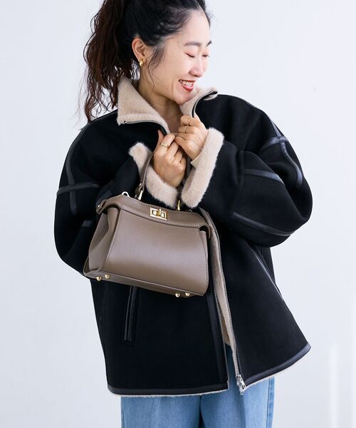 le.coeur blanc（ルクールブラン）の「裏起毛フライトジャケット（ブルゾン・レディース・ブラック・38）」の6枚目の写真